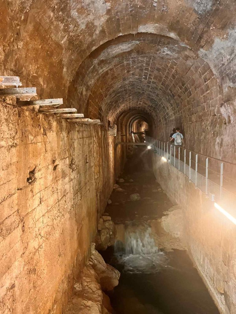 Vaulted channel carrying the River Cerezuelo beneath the Santa María de Gracia church in Cazorla