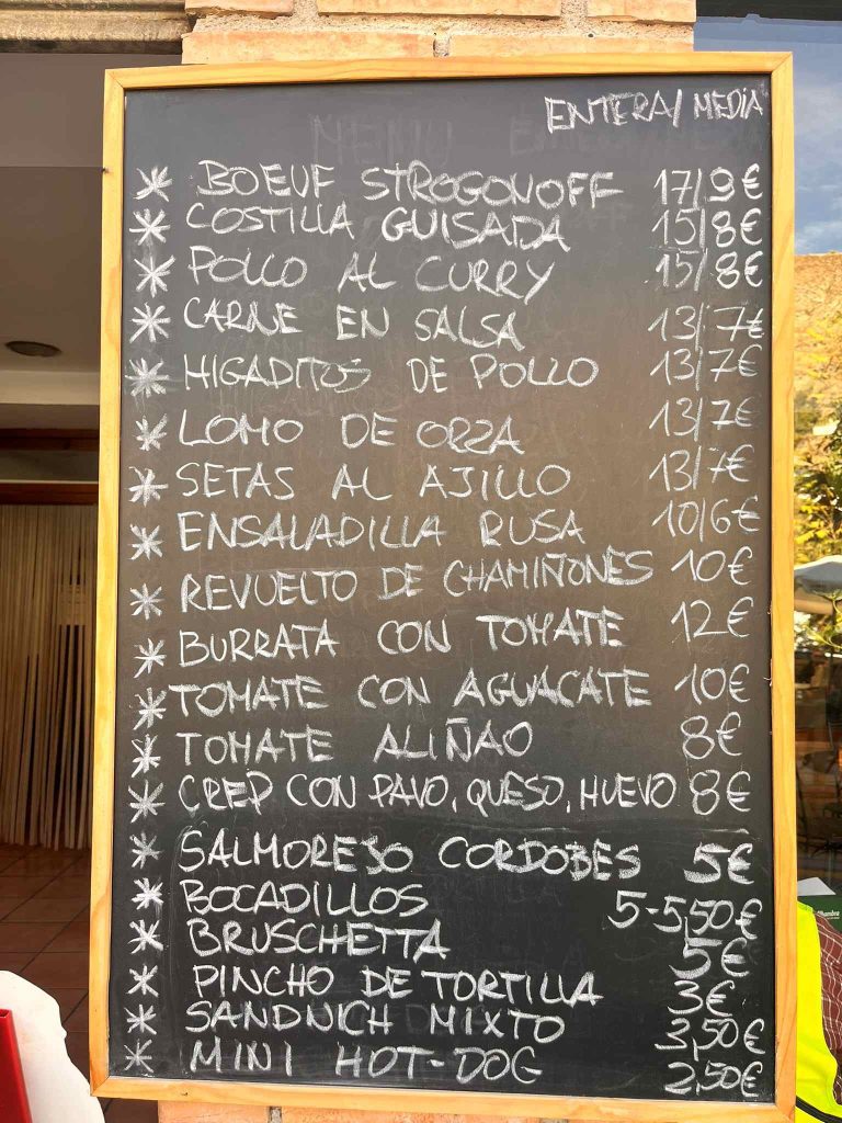 Menu board