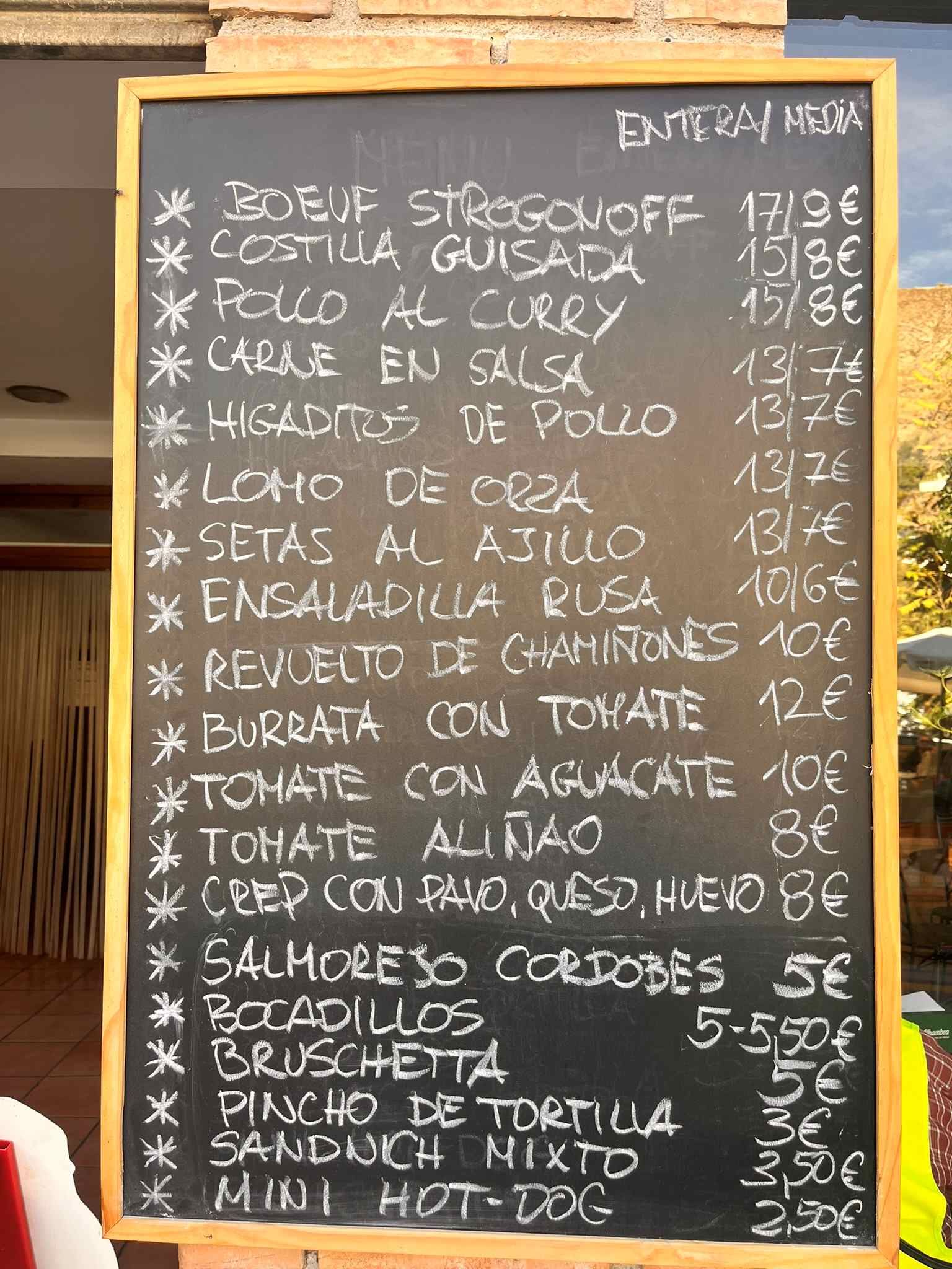 Menu board