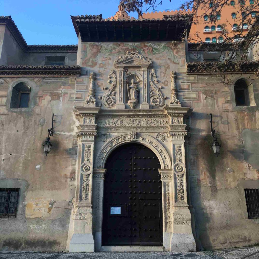 Plateresque style doorway of San Cecilio church in Realejo