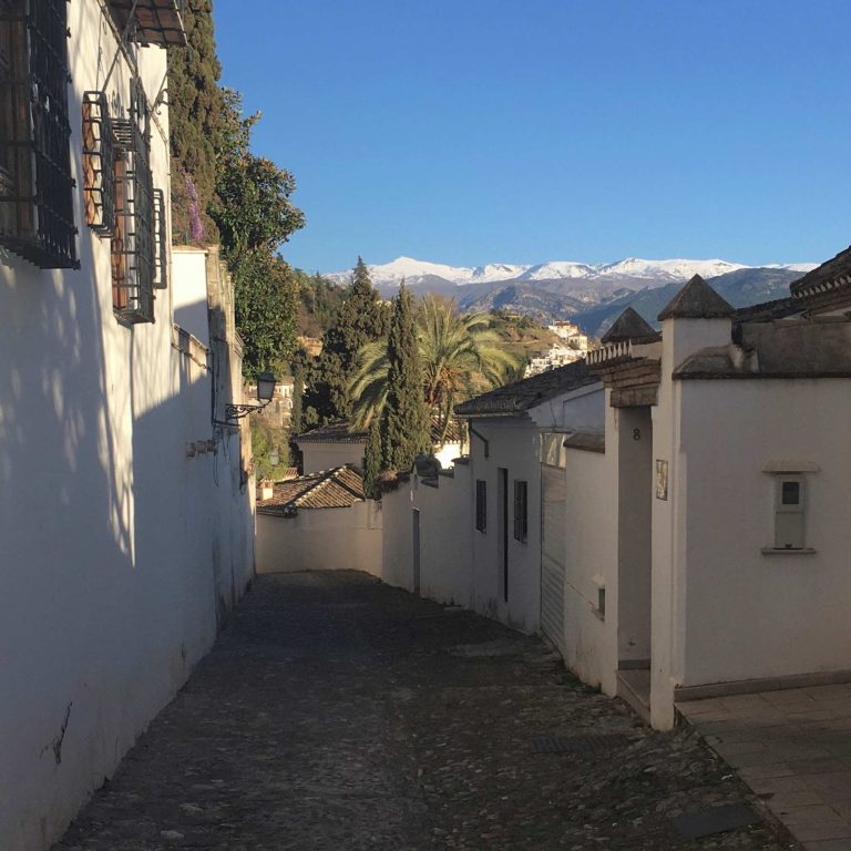 View of the Sierra Nevada mountains from Realejo in Granada
