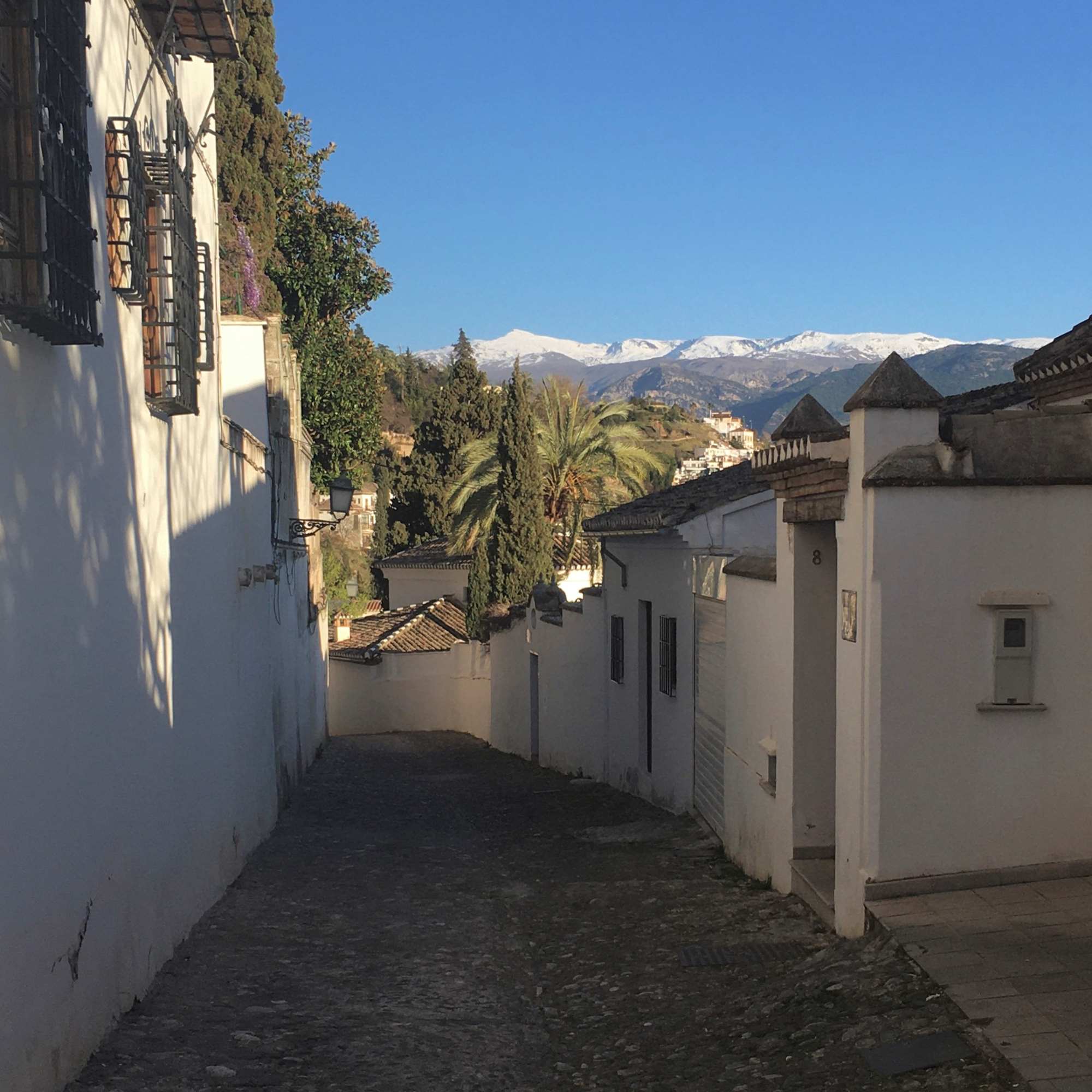 View of the Sierra Nevada mountains from Realejo in Granada
